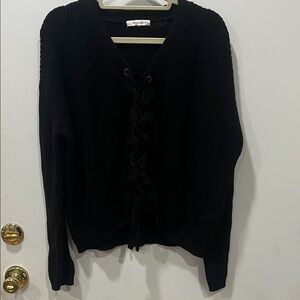 Active USA Black Lace-Up Women's Cardigan